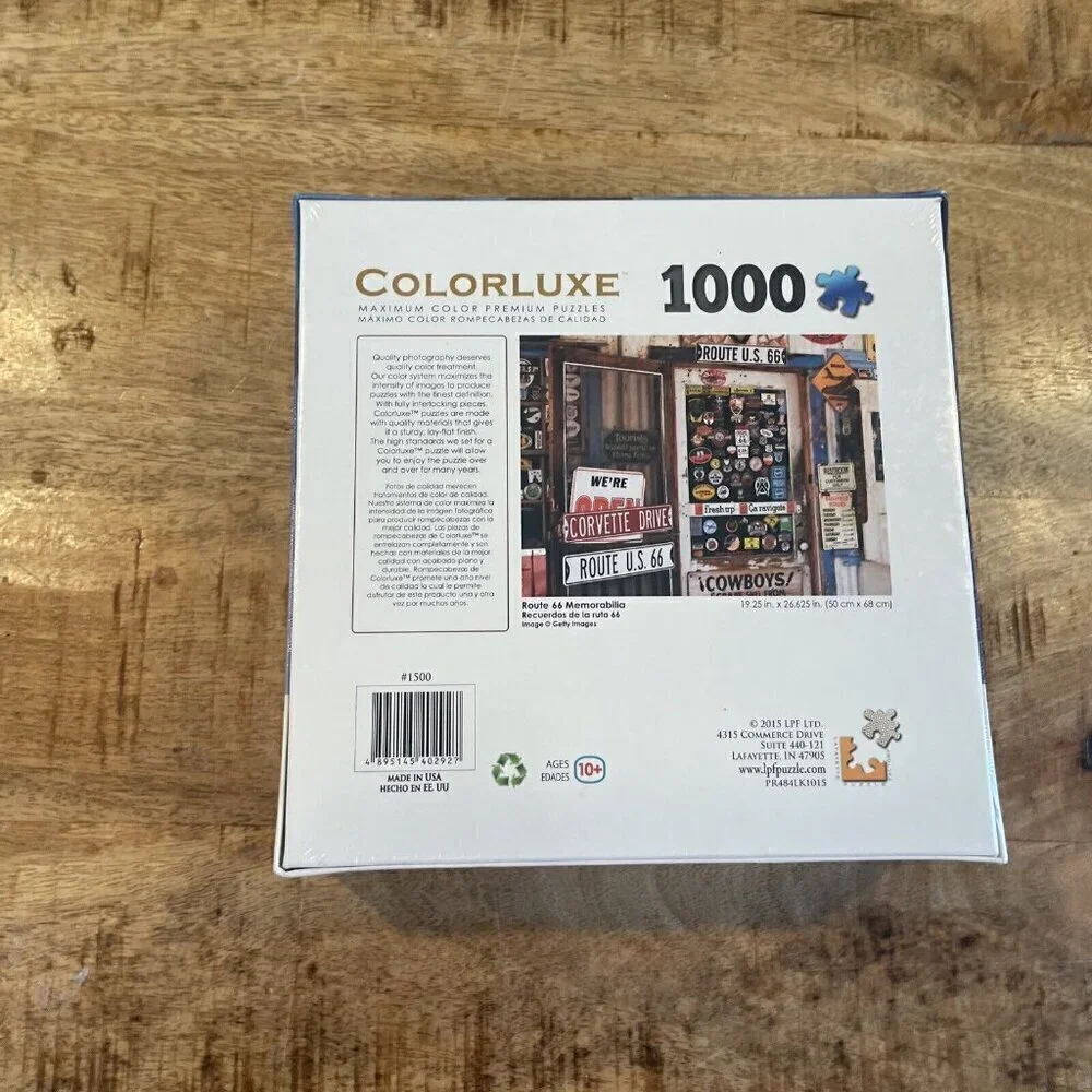 Colorluxe Route 66 Memorabilia Corvette Drive Puzzle 1000 Piece - NEW NIB